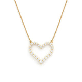 14K Gold Single Prong Diamond Heart Pendant Necklace