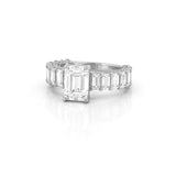 14K Gold 5.00 Carat Lab Grown Emerald Cut Diamond U Prong Engagement Ring