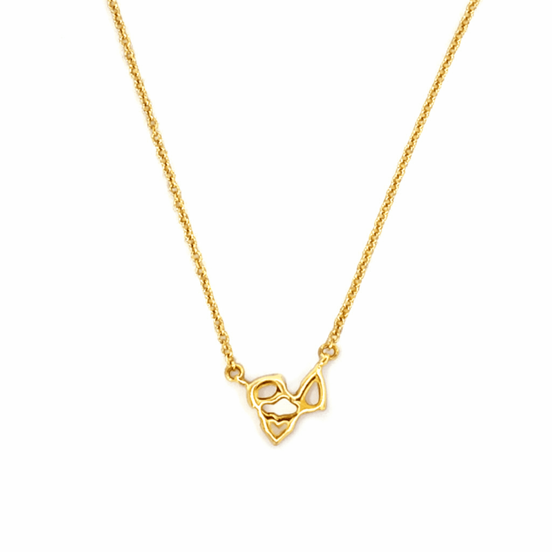 14K Gold Heart Pear Oval Diamond Trio Pendant Necklace