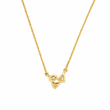 14K Gold Heart Pear Oval Diamond Trio Pendant Necklace