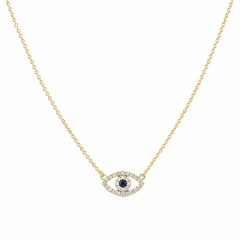 14K Gold Evil Eye Diamond Pendant
