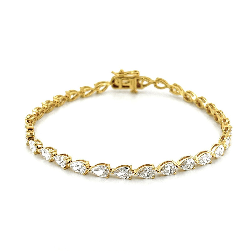 14K Gold East West 3MM Lab Grown Pear Cut Diamond Tennis Bracelet
