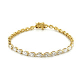 14K Gold East West 3MM Lab Grown Pear Cut Diamond Tennis Bracelet