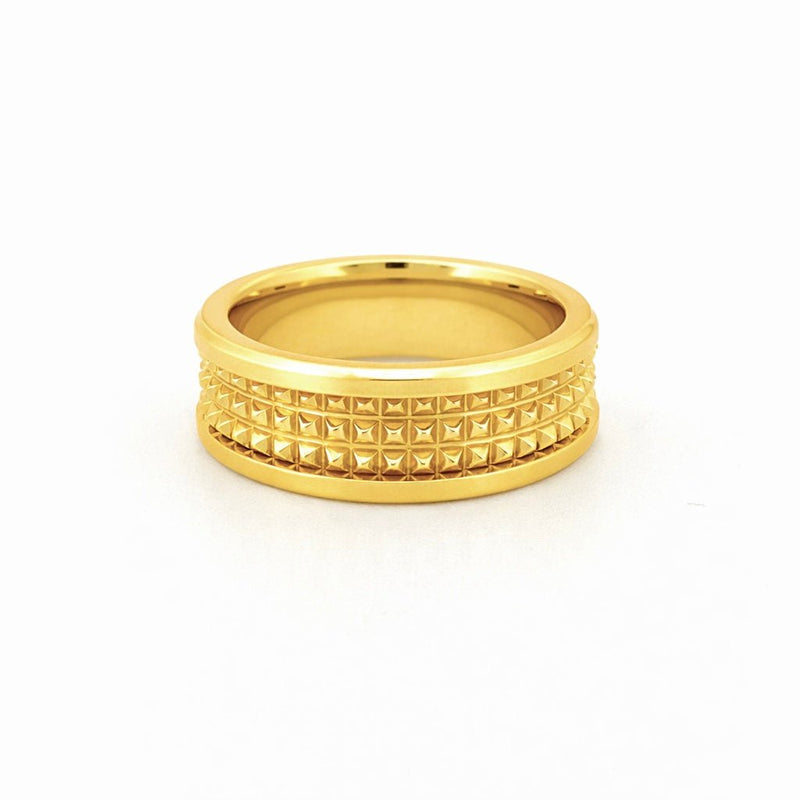 14K Gold Spiked Mens Band