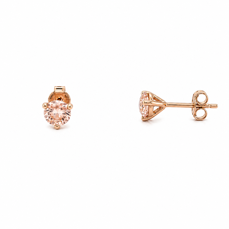 14K Gold Lab Grown Pink Diamond Martini Stud Earrings