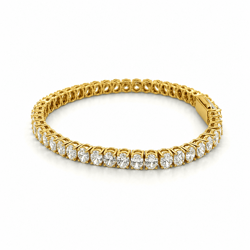 14K Gold Lab Grown Oval Cut Diamond Tennis Bracelet