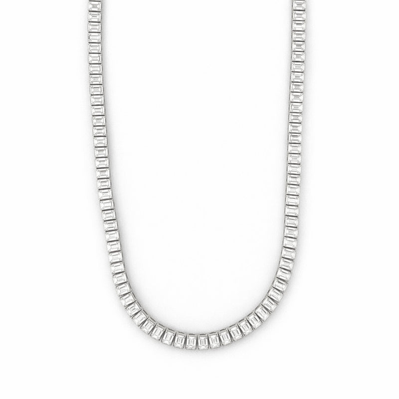 14K Gold 40.00 Carat Lab Grown Emerald Diamond Tennis Necklace
