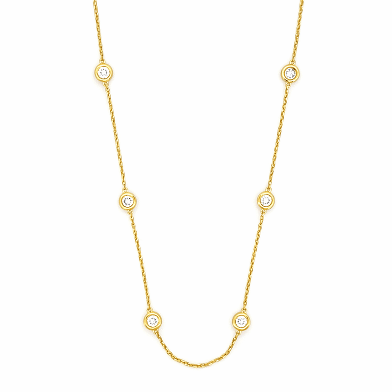 14K Gold Natural Diamond By The Yard 5.2MM Necklace