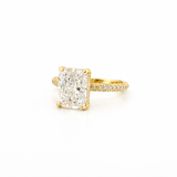 14K Gold Lab Grown 3.00 Carat Radiant Diamond with Under Halo and 3D Setting Engagement Ring