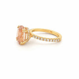 14K Gold Diamond Under Halo with 2.54 Carat Oval Morganite Engagement Ring