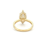 14K Gold 4.00 Carat Lab Grown Marquise Diamond Prong Set Engagement Ring with Diamond Under Halo and Prongs