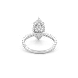14K Gold 4.00 Carat Lab Grown Marquise Diamond Prong Set Engagement Ring with Diamond Under Halo and Prongs