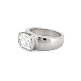 14K Gold East West 3.00 Carat Lab Grown Elongated Cushion Diamond Bezel Engagement Band