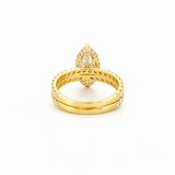 14K Gold 2.50 Carat Lab Grown Marquise Diamond Prong Set Engagement Set with Diamond Under Halo and Prongs