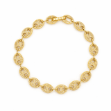 14K Gold Flat Diamond Pavé Mariner Link Bracelet