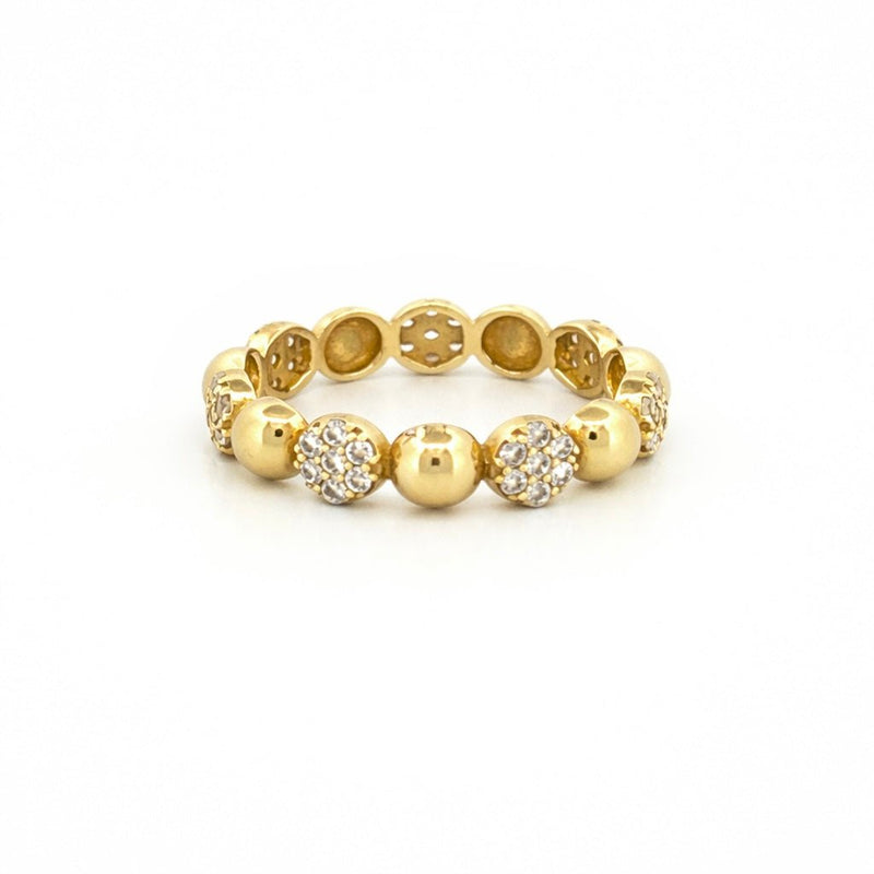 14K Gold Bead and Pave Diamond Eternity Band