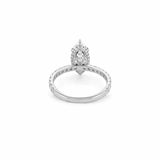 14K Gold 3.00 Carat Lab Grown Marquise Diamond Prong Set Engagement Ring with Diamond Under Halo and Prongs