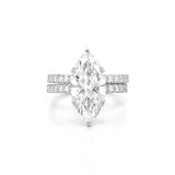 14K Gold 4.00 Carat Lab Grown Marquise Diamond Prong Set Engagement Set with Diamond Under Halo and Prongs