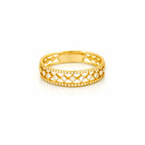 14K Gold Three Row Open Diamond Band