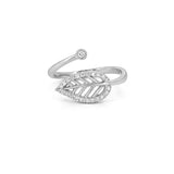 14K Gold Diamond Open Leaf Ring