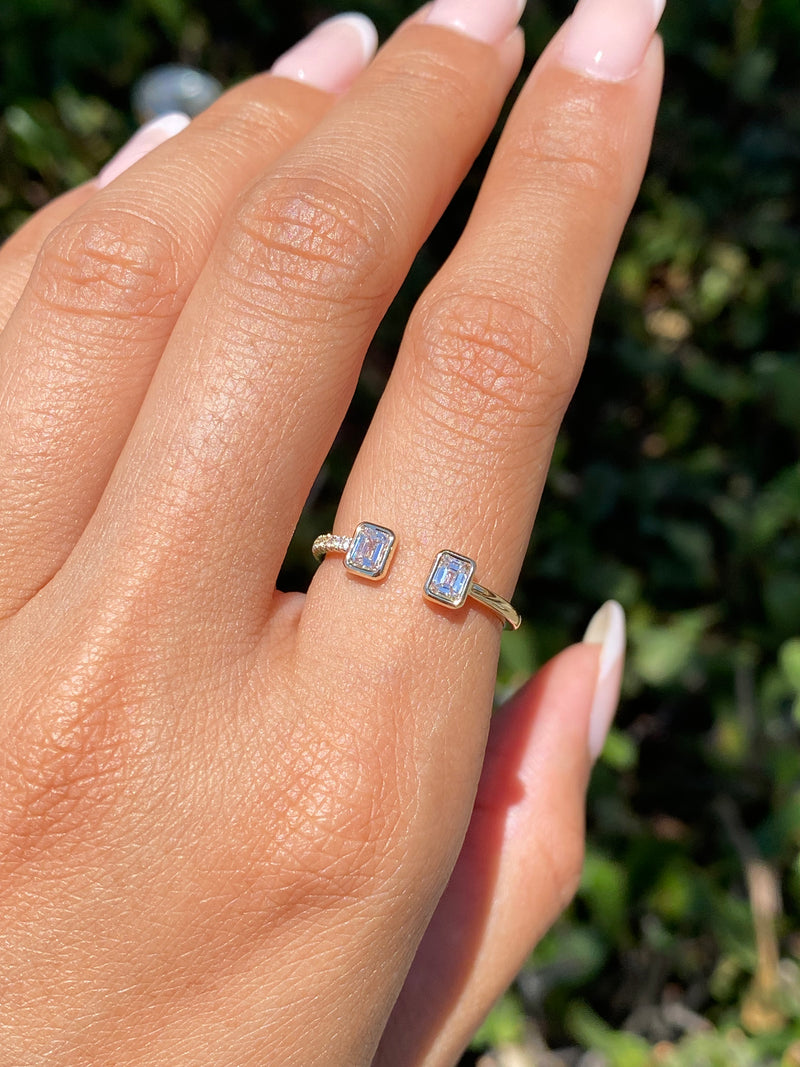 14K Gold Open Baguette Bezel Diamond Band