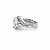 14K Gold 2.00 Carat Lab Grown Oval Cut Diamond Trillian Three Stone Engagement Set