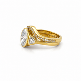 14K Gold 2.00 Carat Lab Grown Oval Cut Diamond Trillian Three Stone Engagement Set