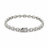 14K Gold Oval and Marquise Shape Diamond Cluster Bracelet