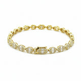 14K Gold Oval and Marquise Shape Diamond Cluster Bracelet
