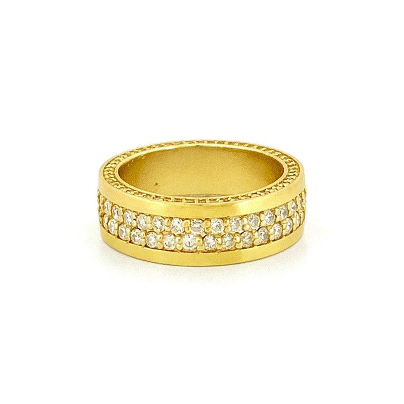 14K Gold Two Row Channel Set Mens Diamond Band w/ Diamond Walls