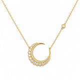 14K Gold Crescent Moon Diamond Pendant