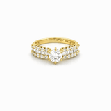 14K Gold Natural Round Diamond Baguette and Round Channel Engagement Ring
