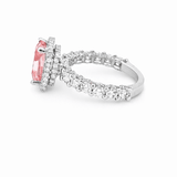 The Julia Engagement Ring with 2.50 Carat Lab Grown Elongated Cushion Pink Diamond