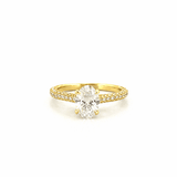 14K Gold 1.50 Carat Lab Grown Oval Diamond 3/4 3D Cathedral Engagement Ring