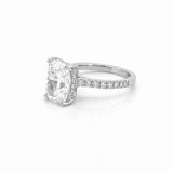 14K Gold 4.00 Carat Lab Grown Elongated Cushion Diamond Under Halo Engagement Ring