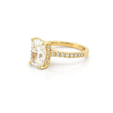 14K Gold 4.00 Carat Lab Grown Elongated Cushion Diamond Under Halo Engagement Ring