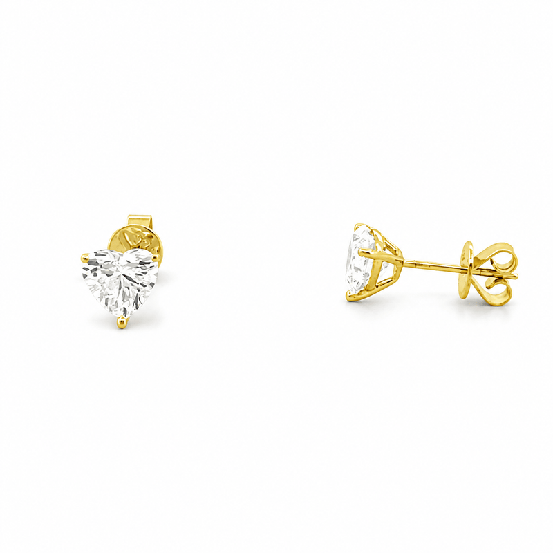 14K Gold 2.00 Carat Lab Grown Heart Diamond Stud Earrings