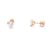 14K Gold 2.00 Carat Lab Grown Heart Diamond Stud Earrings