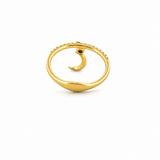 14K Gold Moon Dangle Diamond Ring