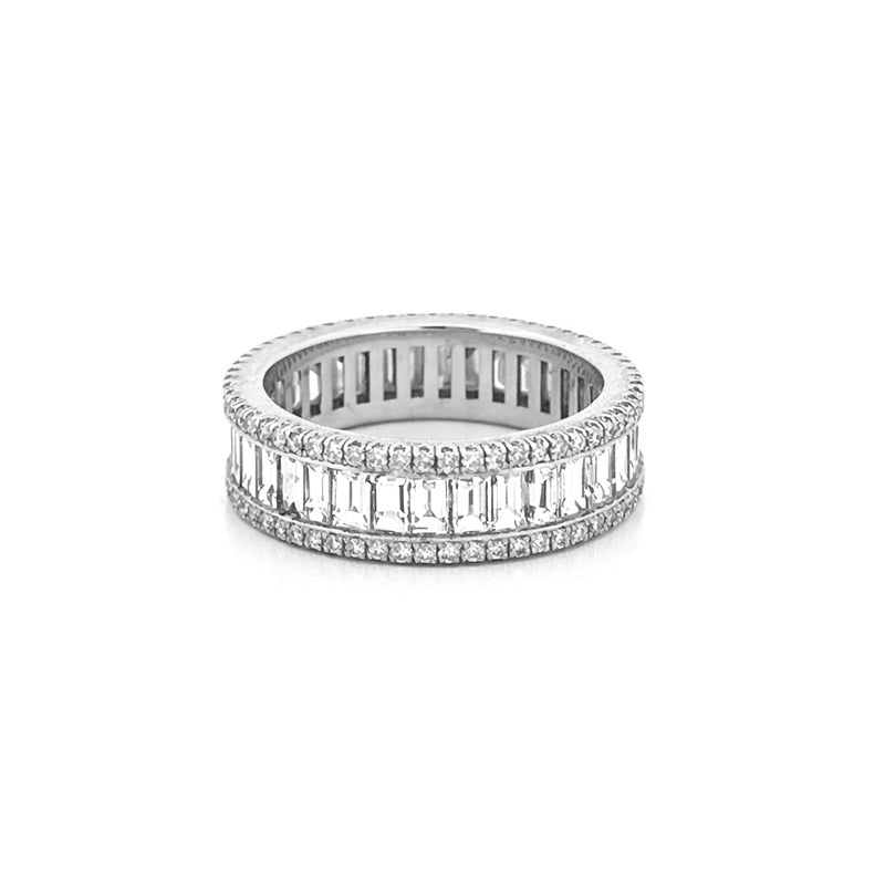 14K Gold Baguette and Round Diamond Eternity Band