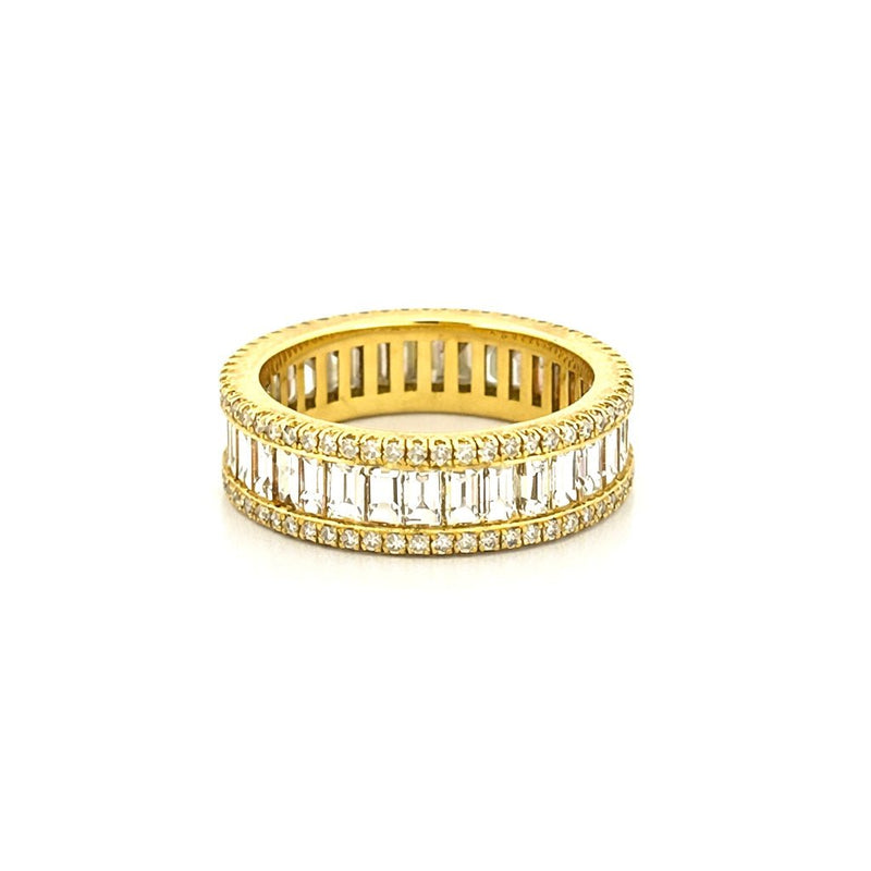 14K Gold Baguette and Round Diamond Eternity Band