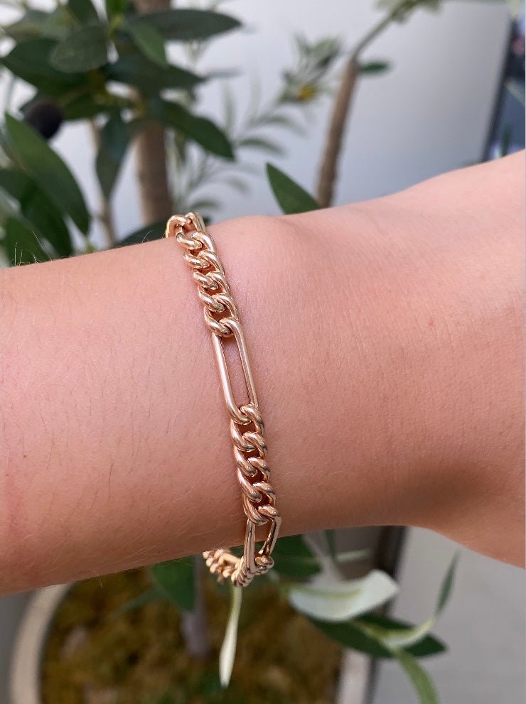 14K Gold 5.4MM Hollow Figaro Bracelet
