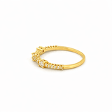 14K Gold Three Station Basket Set Round Diamond Band