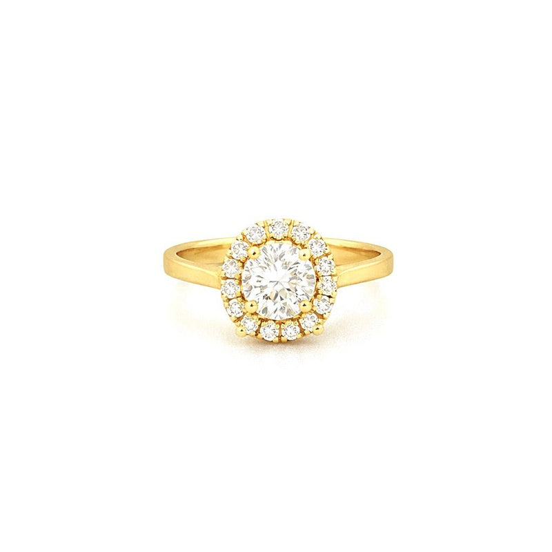 14K Gold Round Halo Engagement Ring