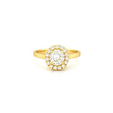 14K Gold Round Halo Engagement Ring