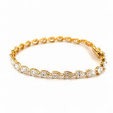 14K Gold East West 4MM Lab Grown Pear Cut Diamond Tennis Bracelet