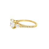 14K Gold Three Stone 2.00 Carat Lab Grown Round Diamond Cathedral Engagement Ring