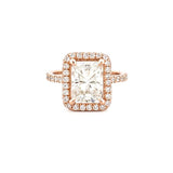 14K Gold 2.75 Carat Radiant Moissanite 3D Halo Prong Set Engagement Ring