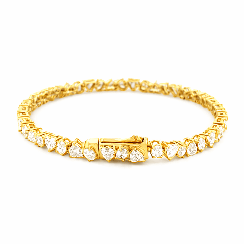 14K Gold Lab Grown 4.3MM Alternating Heart and Oval Diamond Tennis Bracelet