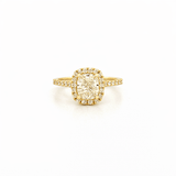 14K Gold 1.20 Carat Natural Cushion Diamond Halo Engagement Ring